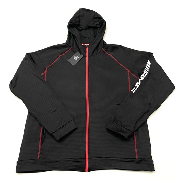 NEW Mercedes-Benz AMG Full Zip Hoodie Unisex 2XL Black Red Contrast Trim